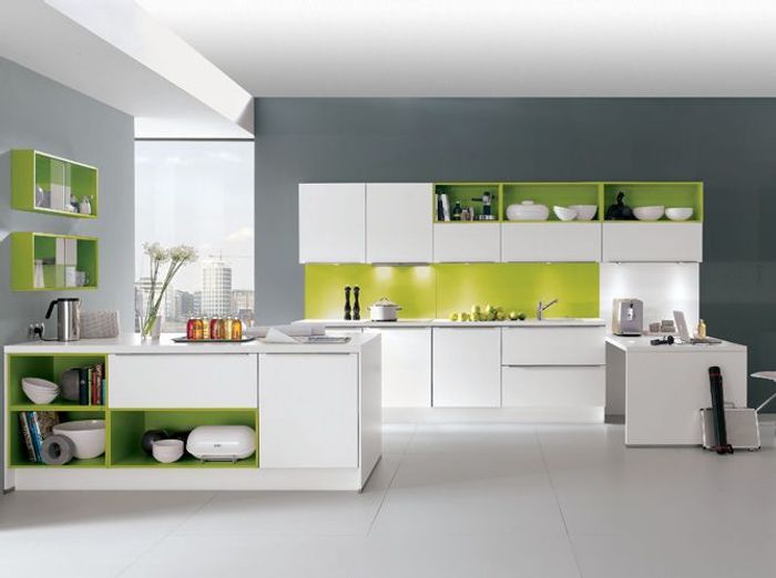 La crème des cuisines design elle décoration Brique metro vert
